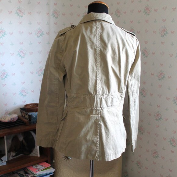 Vintage Banana Republic Khaki Safari Utility Military Jacket, Size 6 - Picture 6 of 9